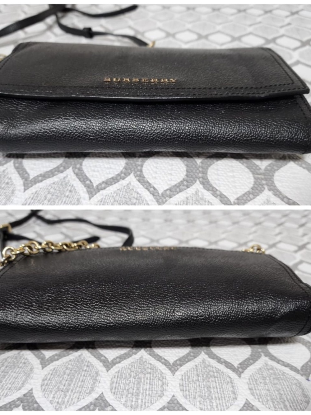 Authentic Burberry Black Soft Grain Leather Henley Wallet on Chain Bag - Picture 7 of 13